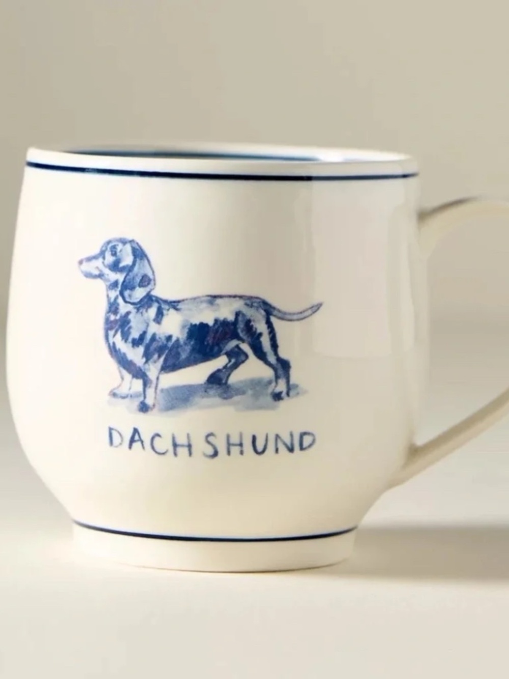 2 New in Box Molly Hatch DACHSHUND DOG MUGS from Anthropologie - Stoneware
